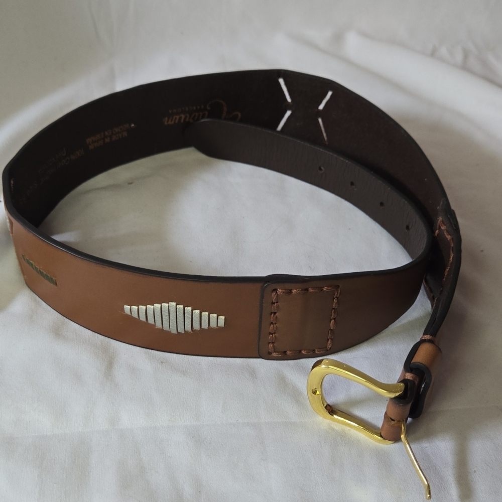 Cuirum 100% Cow Leather Hand Tooled Decorative Wide Belt Women's 85/34